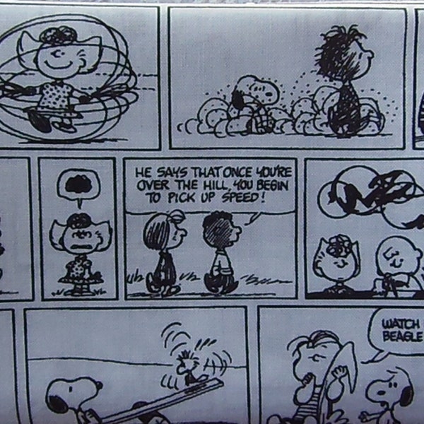 Peanuts Classic Black & White Comic Strip Designer Fabric 100% Cotton Fat Quarter Out of Print