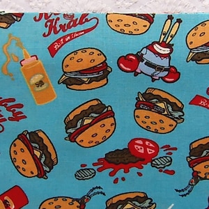 Spongebob Squarepants Krusty Krab Krabby Patties Nickelodeon Camelot Tessuti 100% cotone Fat Quarter