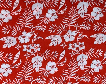 Red & White Hibiscus Hawaiian Flowers Tropical Beach Floral Novelty Quilter's Showcase Fabric 100% Cotton Fat Quarter Out of Print Rare