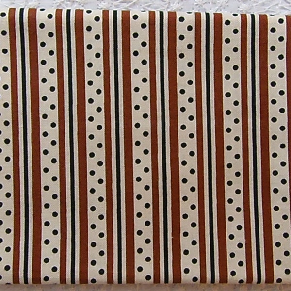 Denyse Schmidt Brown Dot Stripe Original Katie Jump Rope Fabric 100% Cotton Almost Fat Quarter 2007 Out of Print Rare