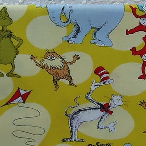 Dr. Seuss Sunny Day Characters Grinch Horton & More Robert Kaufman Celebrate Seuss Designer Fabric  100% Cotton Fat Quarter Out of Print