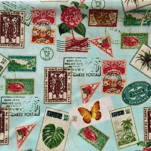 Sellos postales y mariposas Paradise Telas Windham Tela de diseño Whistler Studios para maestros 100 % algodón Fat Quarter Agotado Raro