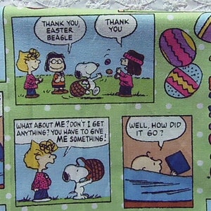 Peanuts Snoopy Easter Beagle Eggs Classic Comic Strip Designer Fabric 100% Cotton Fat Quarter Out of Print
