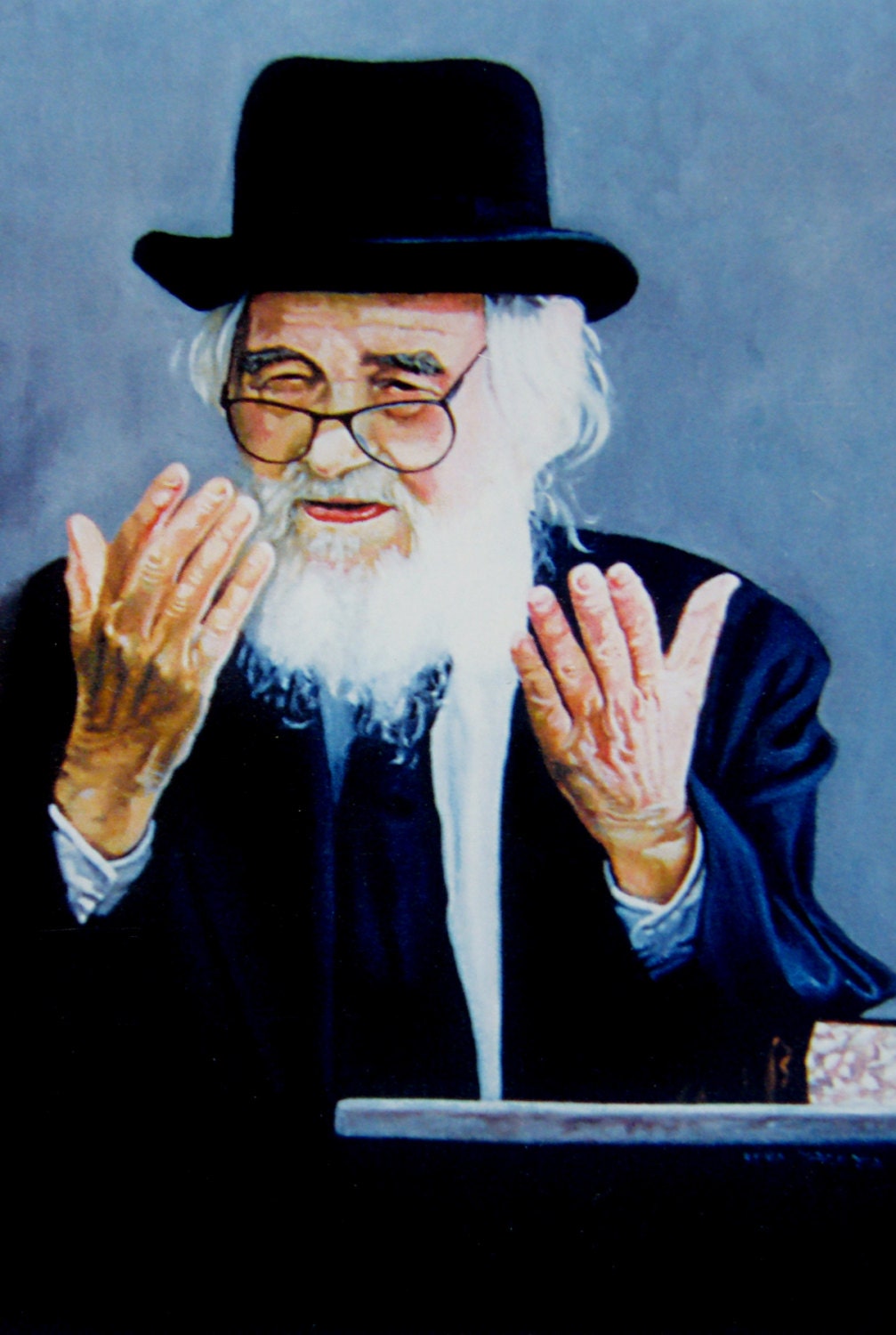 Judaic Rabbi Shach Unique Portrait Print on Canvas by Ori Etsy Israel