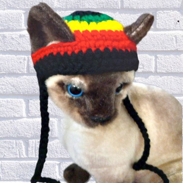 Rasta Cat Hat  Crocheted Small Dog Hat   Pet Costume