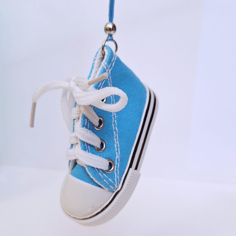 Small High Top Shoe Ornaments, Mini Canvas Lace Up Shoe Ornament, Assorted Colors, Cute Christmas Ornament, Package Gift Wrap Decor Turquiose