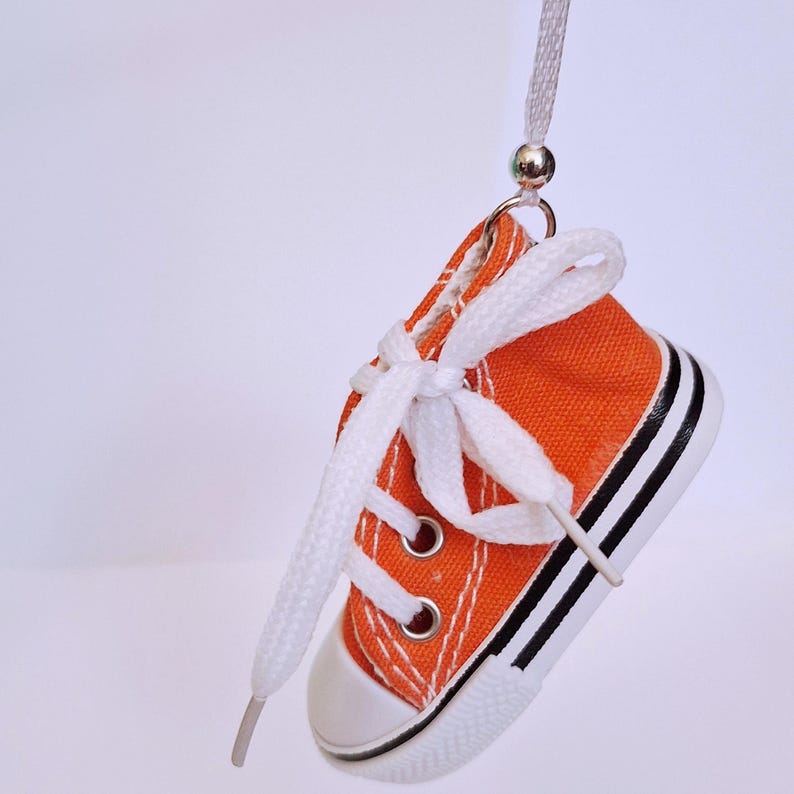 Small High Top Shoe Ornaments, Mini Canvas Lace Up Shoe Ornament, Assorted Colors, Cute Christmas Ornament, Package Gift Wrap Decor Orange