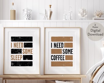 Coffee-Sleep Poster, Motto Art Print,Home Decor, Minimalist Art Living Room Decor, Wall Art Digital Download