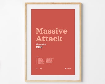 Massive Attack, Album Poster, Art Poster, Home Decor, Minimalist, Digital Download, Wall Art, Poster Print, Music Poster, Tracklist