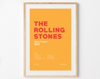 The Rolling Stones, Album Poster, Art Poster, Home Decor, Minimalist, Digital Download, Wall Art, Poster Print, Music Poster, Tracklist