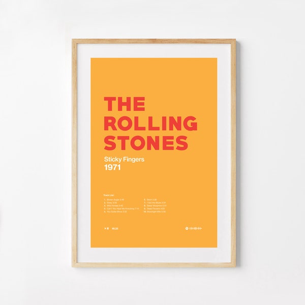 The Rolling Stones, Album Poster, Art Poster, Home Decor, Minimalist, Digital Download, Wall Art, Poster Print, Music Poster, Tracklist