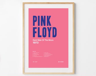 Pink Floyd Album Poster, Art Poster, Home Decor, Minimalist, Digital Download, Wall Art, Poster Print, Music Poster, Tracklist