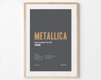 Metallica Album Poster, Art Poster, Home Decor, Minimalist, Digital Download, Wall Art, Poster Print, Music Poster, Tracklist