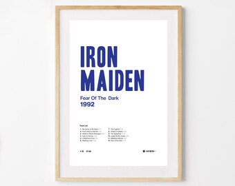 Iron Maiden Album Poster, Art Poster, Home Decor, Minimalist, Digital Download, Wall Art, Poster Print, Music Poster, Tracklist