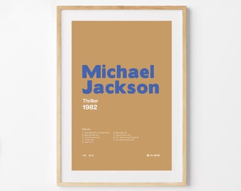 Michael Jackson, Album Poster, Art Poster, Home Decor, Minimalist, Digital Download, Wall Art, Poster Print, Music Poster, Tracklist