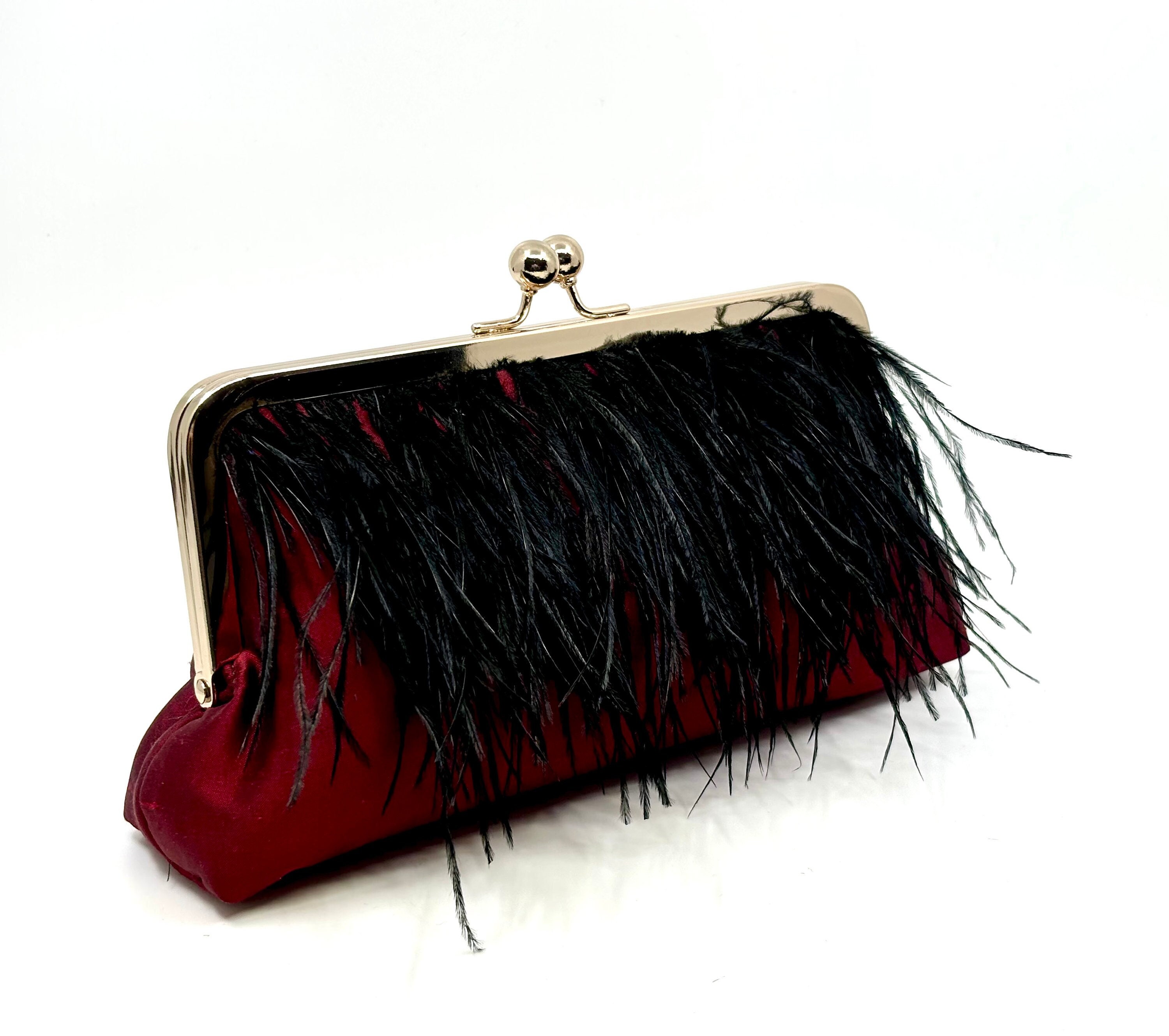 バッグ UND FEATHER LIKE CLUTCH BAG Pink Feather Evening Bag - Luxury Ostrich Feather Clutch