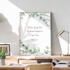 Present Moment Eckhart Tolle Quote Wall Art Poster (Digital Print) | Living Room Art| Aesthetic Bedroom Art | Minimalist Wall Art |