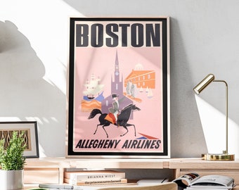 Retro Boston Wall Art, Vintage Wall Art, Printable Wall Art, Boston Travel poster Poster, Retro Wall Art, Boston Poster | CP006