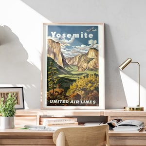 Retro Yosemite Wall Art, Vintage Wall Art, Printable Wall Art, Yosemite National Park Poster, Retro Wall Art, Home Wall Decor | CP015