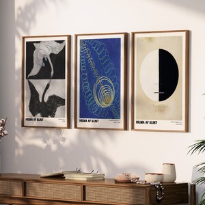 Hilma Af Klint 3er Set Ausstellung Wandkunst Set | Druckbare Abstrakte Wandkunst, Vintage Galerie Wandkunst | Hilma Af Klint Druck | HC003