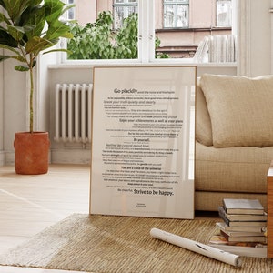 Desiderata Wall Art Poster (Digital Print) | Living Room Art| Aesthetic Bedroom Art | Minimalist Wall Art | Typography Print | Max Ehrmann