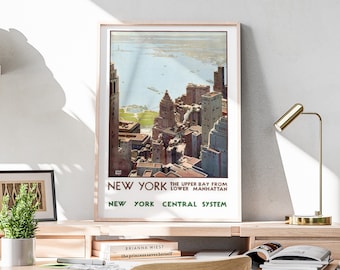 Retro New York City Print, Vintage Wall Art, Printable Wall Art, New York Travel Poster, Retro Wall Art, Colorful Decor | NY8