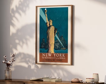 Retro New York City Print, Vintage Wall Art, Printable Wall Art, Times Square Print, Retro Wall Art, Colorful Decor | CP004