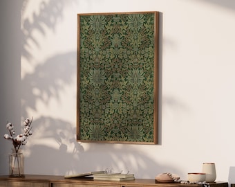 Stampa con motivo floreale verde vintage / Arte murale stampabile William Morris / Decorazione per la stanza Coquette / Stampa Art Nouveau / Arte murale floreale / FP002