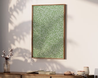 Stampa con motivo floreale verde vintage / Arte murale stampabile William Morris / Decorazione per la stanza Coquette / Stampa Art Nouveau / Arte murale floreale / FP003