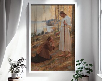Son of God Printable Art, Christ and Mary Magdalene by Albert Edelfelt, Vintage Wall Art, Christian Wall Art, Jesus Painting | C001