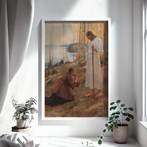Son of God Printable Art, Christ and Mary Magdalene by Albert Edelfelt, Vintage Wall Art, Christian Wall Art, Jesus Painting | C001