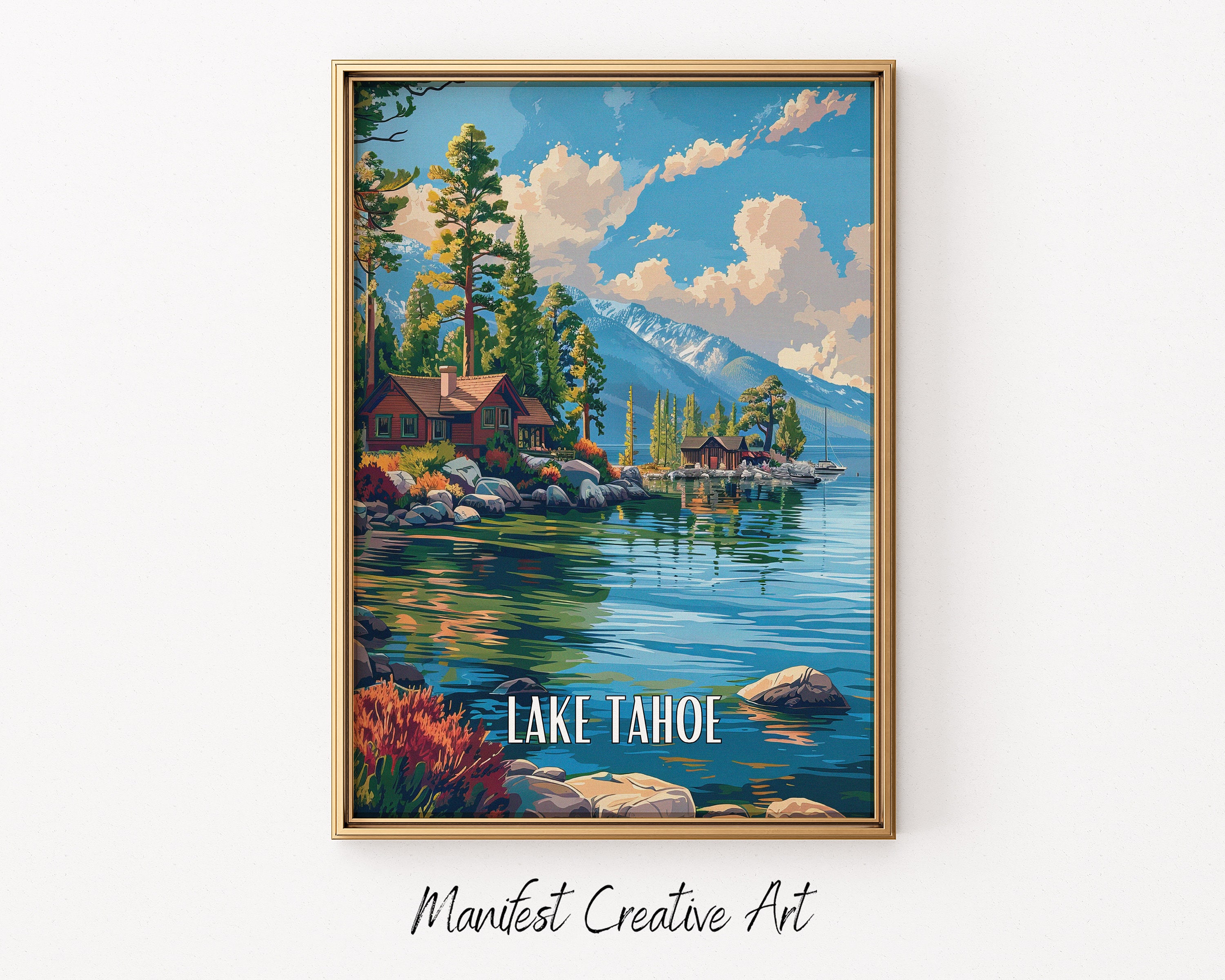 Retro Lake Tahoe Travel Poster, Vintage Wall Art, Printable Art ...