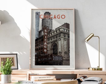 Retro Chicago Wall Art Print, Vintage Wall Art, Printable Wall Art, Chicago Travel Poster, Retro Wall Art, Colorful Decor | C4