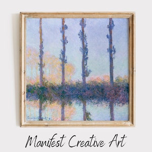 MONET Minimal Quadratischer Kunstdruck | Monet Wandkunst DIGITAL DOWNLOAD | Claude Monet Druck, Die Vier Bäume | MS007