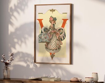 Woman Shopping Vintage Magazine Cover Wall Print | Digital Download | Retro 1900s Fashion Art Print | Trendy Wall Art Home Decor | VCC3