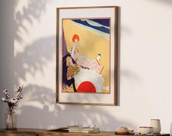 Kobiety na plaży | Plakat na okładkę magazynu w stylu vintage | Pobieranie cyfrowe | Sztuka modowa retro z lat 1900. | Letnia sztuka ścienna w stylu art déco | VCC10