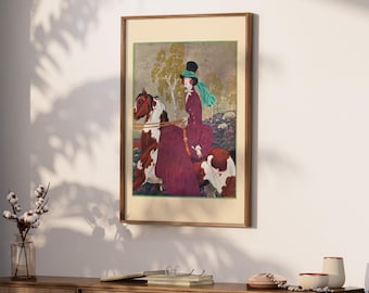 Woman on Horseback Vintage Magazine Cover Wall Print | Digital Download | Retro 1900s Fashion Art Print | Trendy Wall Art Home Decor | VCC2