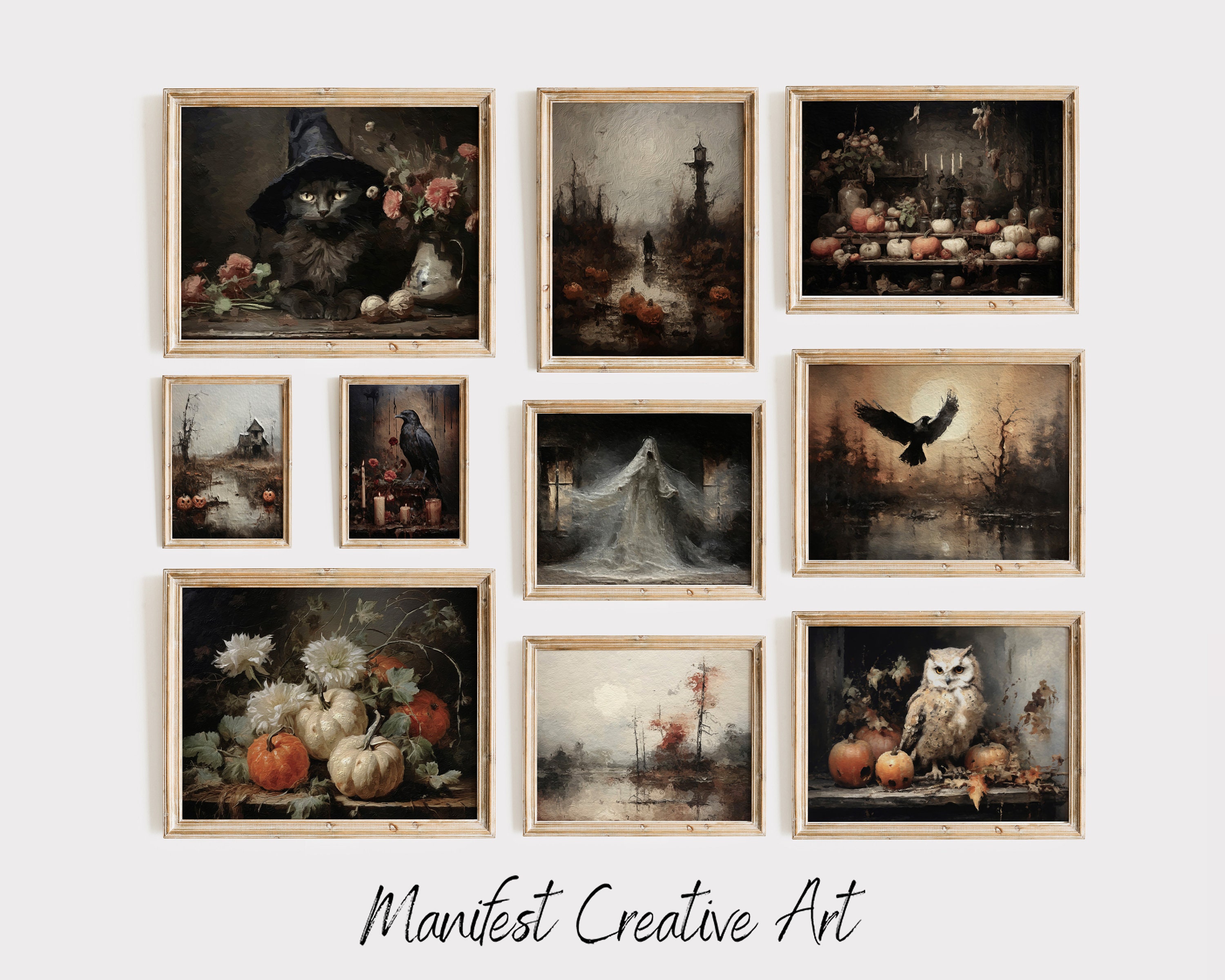 Halloween Gallery Wall Art Set | PRINTABLE Art Gallery Wall, Dark ...