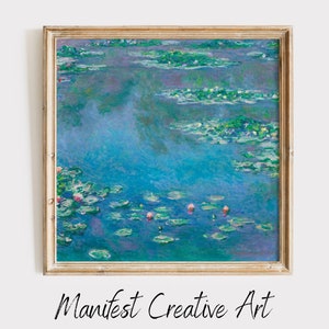 MONET Minimal Quadratischer Kunstdruck | Monet Wandkunst DIGITAL DOWNLOAD | Claude Monet Druck, Seerosen | MS003