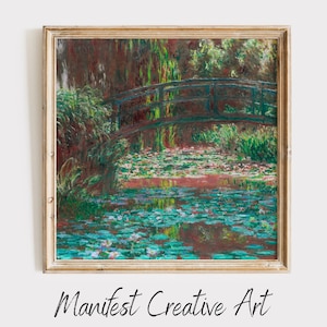 MONET Minimal Quadratischer Kunstdruck | Monet Wandkunst DIGITAL DOWNLOAD | Claude Monet Druck, Seerosenteich | MS004