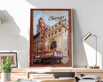 Retro Chicago Wall Art Print, Vintage Wall Art, Printable Wall Art, Chicago Travel Poster, Retro Wall Art, Colorful Decor | C18