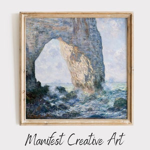 MONET Minimal Quadratischer Kunstdruck | Monet Wandkunst DIGITAL DOWNLOAD | Claude Monet Druck, Der Manneporte | MS008