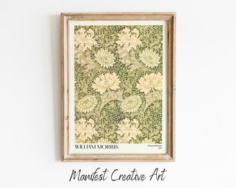 William Morris Wall Art Printable | William Morris Poster Chrysanthemum Print | Floral Wall Art Vintage Print | Flower Market Poster | 006