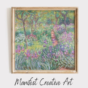 MONET Minimal Quadratischer Kunstdruck | Monet Wandkunst DIGITAL DOWNLOAD | Claude Monet Druck, Der Garten des Künstlers in Giverny | MS005