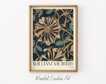 William Morris Wall Art Printable | William Morris Print Honeysuckle Poster | Floral Wall Art Vintage Print | Flower Market Poster | 017