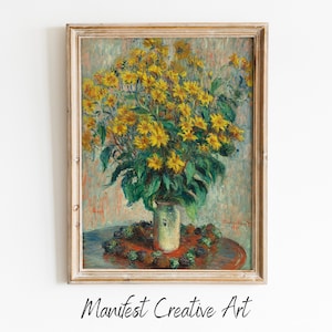 MONET Printable Wall Art | Monet Painting Digital Download | Claude Monet Wall Art Vintage Print | Jerusalem Artichoke Flowers | M011