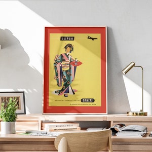 Retro Japanese Travel Poster, Vintage Wall Art, Printable Wall Art, Japanese Wall Art, Retro Wall Art, Colorful Decor | JTP05