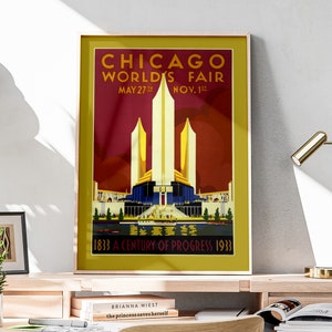 Retro Chicago Wall Art Print, Vintage Wall Art, afdrukbare Wall Art, Chicago Travel Poster, Retro Wall Art, kleurrijk decor | C17
