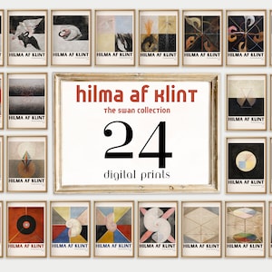 Hilma Af Klint Print Der Schwan Galerie Wandkunst SET | Druckbare abstrakte Wandkunst, abstrakte Kunst, Vintage Kunst, Hilma Af Klint Poster