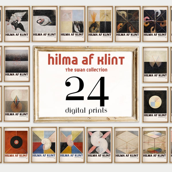 Hilma Af Klint Print The Swan Gallery muurkunst SET | Afdrukbare eclectische muurkunst abstracte muurkunst, vintage muurkunst, poster Hilma Af Klint